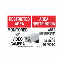 Brady™ Aluminum Security, Admittance & CCTV Sign: MONITORED BY VIDEO CAMERA/AREA MONITOREADA POR CAMARA DE VIDEO