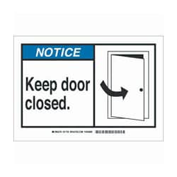 Brady Polyester Door and Pathway Labels and Markers Sign: KEEP DOOR CLOSED.