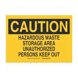Brady Polystyrene Warning Sign: HAZARDOUS WASTE STORAGE AREA UNAUTHORIZED PERSONS KEEP OUT 14 x 10 in. | Buy Online | Brady&trade; | Fisher Scientific
