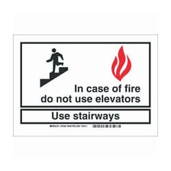 Brady™ Polyester Exit & Direction Sign: IN CASE OF FIRE DO NOT USE ELEVATORS USE STAIRWAYS