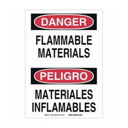 Brady Polystyrene Warning Sign: FLAMMABLE MATERIALS/MATERIALES INFLAMABLES 10 x 14 in. | Buy Online | Brady&trade; | Fisher Scientific