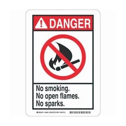 Brady™ Aluminum No Smoking Sign: NO SMOKING. NO OPEN FLAMES. NO SPARKS.