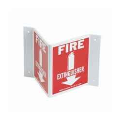 Brady Plastic Fire Extinguisher Sign: FIRE EXTINGUISHER, White on Red White
