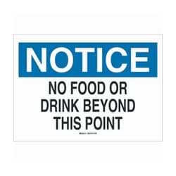 Brady&trade;&nbsp;Polystyrene Housekeeping Sign: NO FOOD OR DRINK BEYOND THIS POINT