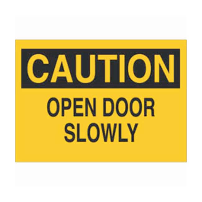 Brady Polyester Door Caution Sign Open Slowly Black On Yellow Brady Polyester Door Caution Sign Open Slowly
