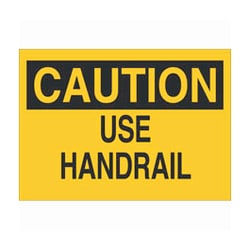 Brady Aluminum Stairwell Elevator Sign: USE HANDRAIL Black on yellow; 10