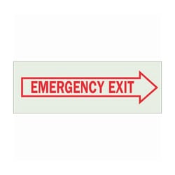 Brady™ Polyester BradyGlo™ Fire Emergency & Disaster Sign: EMERGENCY EXIT, right arrow