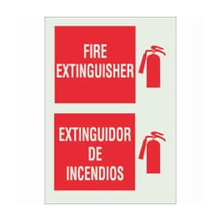 Brady™ Polyester BradyGlo™ Fire Extinguisher Sign: FIRE EXTINGUISHER/EXTINTOR DE INCENDIOS