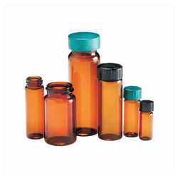 Qorpak™ Amber Borosilicate Sample Vials with Green Polypropylene Hole Cap and PTFE/Silicone Septa