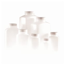 Qorpak™ Natural HDPE Wide Mouth Oblong Bottles — With White Polypropylene SturdeeSeal™ PE Foam Caps