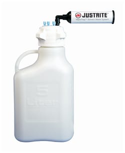 Justrite VaporTrap HDPE, Rectangular Carboy with Filter Kit and Six Ports 1/8 in. 5 L | Buy Online | Justrite&trade; | Fisher Scientific