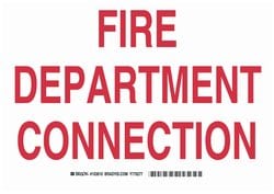 Brady™ Fire Safety Sign: FIRE DEPARTMENT CONNECTION