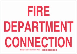 Brady&trade;&nbsp;Polyester BradyGlo&trade; Fire Emergency & Disaster Sign: FIRE DEPARTMENT CONNECTION