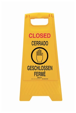 Brady&trade;&nbsp;Polypropylene Slip, Trip &amp; Floor Obstacle Hazard Sign: CERRADO GESCHLOSSEN FERME