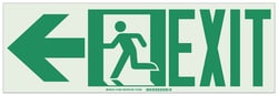 Brady&trade;&nbsp;Glowing Safety Sign: EXIT, left arrow and pictogram