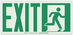 Brady™ Polyester Glowing Safety Guidance Sign: EXIT, running man right pictogram