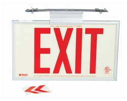 Brady&trade;&nbsp;BradyGlo&trade; Semi-framed Sign: EXIT, red on white, pictogram 1