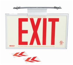 Brady&trade;&nbsp;BradyGlo&trade; Semi-framed Sign: EXIT, red on white, pictogram 2