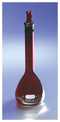 Corning™ PYREX™ Low-Actinic Class A Volumetric Flasks with Glass Standard Taper Stopper