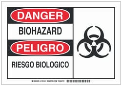 Brady Polystyrene Danger/ Peligro Sign: BIO HAZARD/ RIESGO BIOLOGICO Black/red