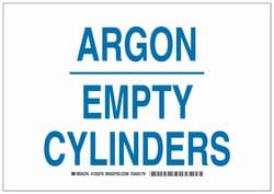 Brady™ Polystyrene Warning Sign: ARGON EMPTY CYLINDERS