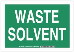 Brady Polyester Warning Sign: WASTE SOLVENT:Facility Safety and Maintenance:Signs