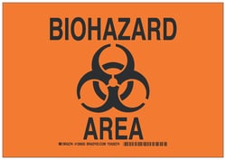 Brady™ Polystyrene Caution Sign: BIOHAZARD AREA
