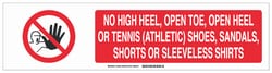 Brady™ Aluminum Safety Sign: NO HIGH HEEL, OPEN TOE, OPEN HEEL OR TENNIS (ATHLETIC) SHOES, SANDALS, SHORTS OR SLEEVELESS SHIRTS