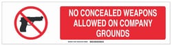 Brady™ Polystyrene Safety Sign: NO CONCEALED WEAPONS ALLOWED ON COMPANY GROUNDS