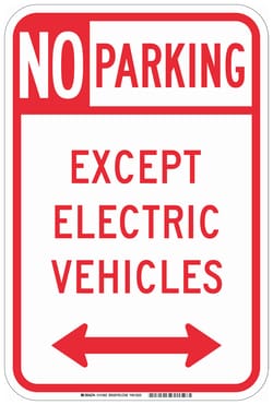 Brady™ Reflective Aluminum Parking Sign: NO PARKING EXCEPT ELECTRIC VEHICLES, dual arrow