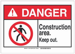 Brady™ Polyester Security, Admittance & CCTV Sign: CONSTRUCTION AREA. KEEP OUT.