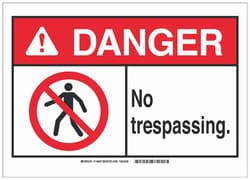 Brady&trade;&nbsp;Polystyrene ANSI Danger Sign: NO TRESPASSING.
