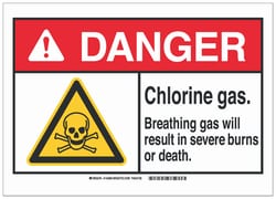 Brady™ Polyester Danger Sign: CHLORINE GAS. BREATHING GAS WILL RESULT IN SEVERE BURNS OR DEATH.