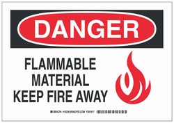 Brady Polystyrene Warning Sign: FLAMMABLE MATERIALS KEEP FIRE AWAY:Facility