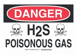 Brady&trade;&nbsp;Aluminum Danger Sign: H2S POISONOUS GAS
