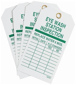 Brady&trade;&nbsp;One Sided Polyester Tag: EYEWASH STATION INSPECTION REPLACE WATER/6 MOS INITIAL: DATE: H2O CHANGED YES/NO:
