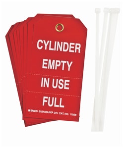 Brady&trade;&nbsp;Polyester Cylinder Status Tags: CYLINDER EMPTY IN USE FULL