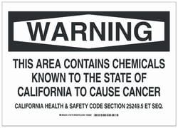 Brady&trade;&nbsp;Aluminum Danger Sign: THIS AREA CONTAINS CHEMICALS KNOWN TO THE STATE OF CALIFORNIA TO CAUSE CANCER