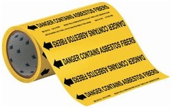Brady™ Roll Form Pipe Marker: DANGER CONTAINS ASBESTOS FIBERS