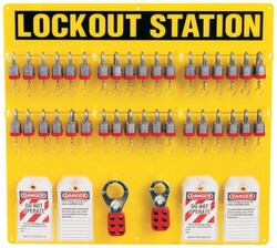 Brady 36-Lock Board, with Padlocks Black on Yellow | Buy Online | Brady&trade; | Fisher Scientific