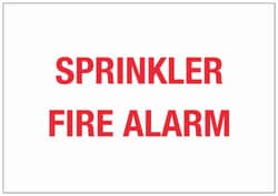Brady™ Aluminum Fire Emergency & Disaster Sign: SPRINKLER FIRE ALARM