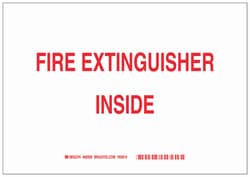 Brady™ Fire Extinguisher Sign: FIRE EXTINGUISHER INSIDE, Red on White