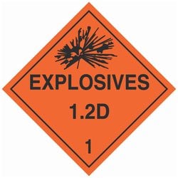 Brady DOT Vehicle Placards: EXPLOSIVE 1.2D:Mailing and Shipping Products:Shipping