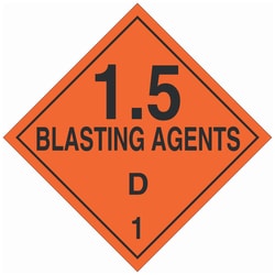 Brady&trade;&nbsp;DOT Vehicle Placards: 1.5 BLASTING AGENTS D 1