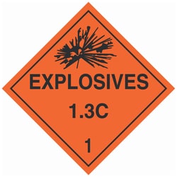 Brady DOT Vehicle Placards: EXPLOSIVE 1.3C Material: Pressure Sensitive