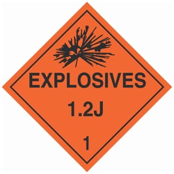 Brady DOT Vehicle Placards: EXPLOSIVE 1.2J Polycoated Tagstock | Buy Online | Brady&trade; | Fisher Scientific