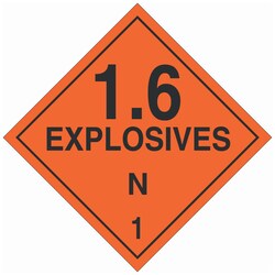 Brady DOT Vehicle Placards: 1.6 EXPLOSIVE N 1 Polycoated Tagstock | Buy Online | Brady&trade; | Fisher Scientific