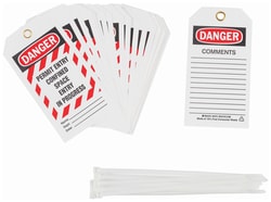 Brady&trade;&nbsp;Polyester Tag: DANGER PERMIT ENTRY CONFINED SPACE ENTRY IN PROGRESS NAME: DEPT: DATE: