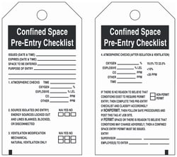 Brady&trade;&nbsp;Polyester Tag: Confined Space Pre-Entry Checklist