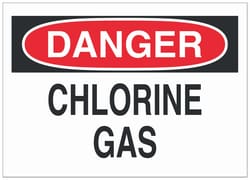 Brady™ Aluminum Danger Sign: CHLORINE GAS